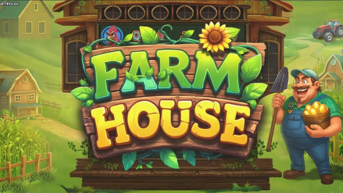 Tampilan antarmuka permainan slot Farm House di perangkat seluler