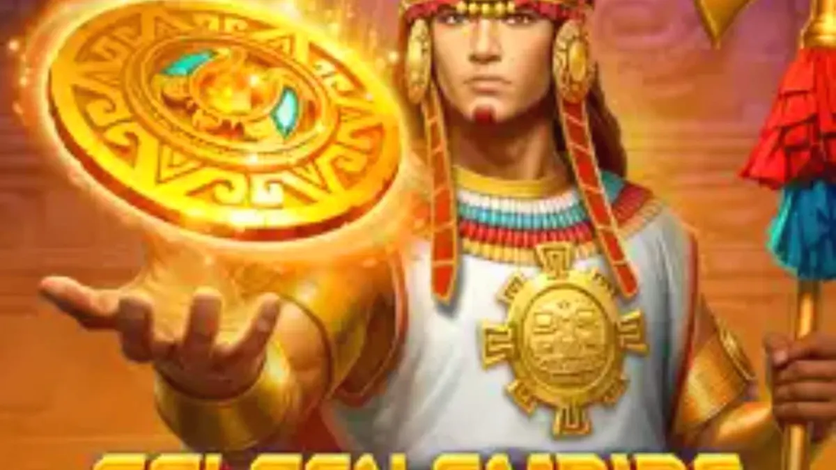 Pemandangan kuil kuno dan artefak emas dalam slot Golden Empire 1000