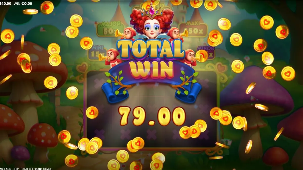 Tampilan visual slot Alice in Cashland dengan tema fantasi Wonderland